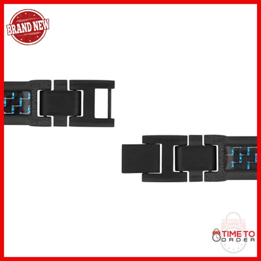 8.5" Stainless Steel Carbon Fiber Link Bracelet Fold-Over Clasp - Picture 4 of 5